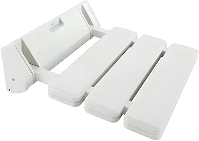 Produktbild von PolkaHome® Klappbarer Duschhocker zur Wandmontage – 33 x 33 x 6 cm, weiß, bis 130 kg belastbar