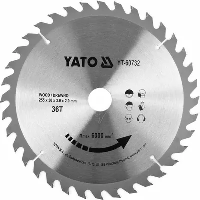 Kreissägeblatt YATO Hartmetall 255 x 36 x 30 mm Modell 60732