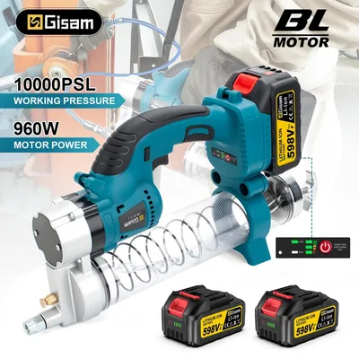 Obrázek produktu pro Elektrická mazací pistole – akumulátorový model – vysoký tlak 69 MPa (10 000 PSI) – bezkartáčový motor – systém 18 V – 2 akumulátory – červená