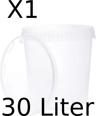 Produktbild von BenBow Eimer mit Deckel 30L x1 Transparent - lebensmittelecht, stabil, luftdicht, auslaufsicher, geruchsneutral - Plastikeimer - leer