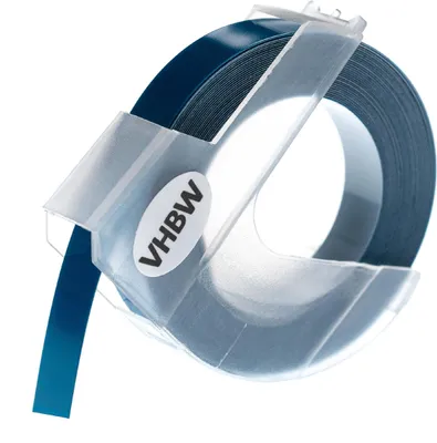 Produktbild von vhbw 3D Prägeband-Schriftband-Kassette kompatibel mit Dymo 1880, 747861, 814580, 20008CP Etiketten-Drucker 3m x 9mm Weiß auf Dunkelblau