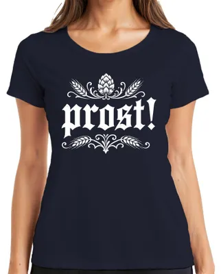 Zdjęcie produktu dla Prost! Festiwal piwa, , zabawa, spodnie skórzane, sukienka ludowa, damska koszulka, kolor granatowy, rozmiar L