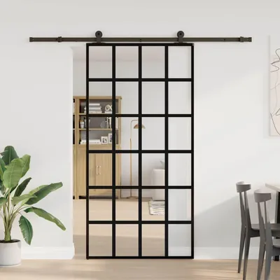 Produktbild von vidaXL Schiebetür mit Beschlag 102x205 cm ESG-Glas & Aluminium