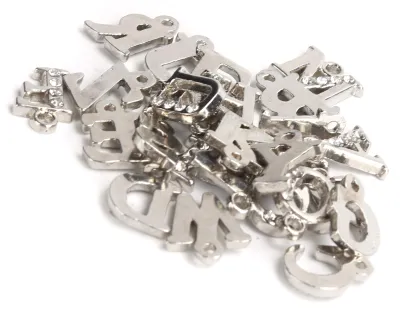 Zdjęcie produktu dla 26Pcs Alloy Letter Pendants DIY English Alphabet with Rhinestones Ornament Jewelry Making Accessories