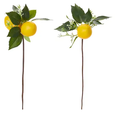 Künstliche Zitronenzweige, 2er Pack, 26 cm, gelb