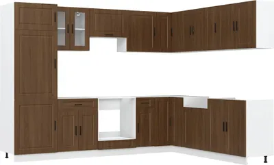 Produktbild von 14tlg. Küchenschrank-Set Porto Braun Eichen-Optik Holzwerkstoff