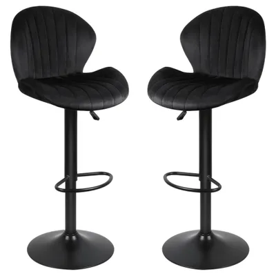 Image de lot de 2 tabourets de bar pivotants avec dossier Velvet Touch Tabouret de bistrot réglable en hauteur Tabouret de bar noir