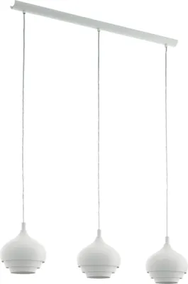 Produktbild von EGLO Pendelleuchte Camborne, 3 flammige Hängelampe modern, Hängeleuchte aus Metall, Esstischlampe in Weiß, Wohnzimmerlampe mit E27, L 89 cm