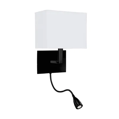 Obrázok produktu pre Moderné nástenné svietidlo Hotel Steel Black Fabric 1 Light E27