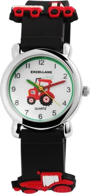Produktbild von Excellanc 4500029-001 Kinderuhr "Trecker" schwarz-weiß - Silikonband - Dornschließe