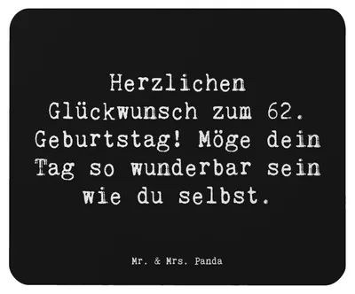 Produktbild von Mr. & Mrs. Panda Mousepad Spruch 62. Geburtstag - Schwarz - Geschenk, mauspad laptop, Happy Birthday, einzigartig, Weisheit, Mouse Pad, liebevoll, Alter, Erinnerung
