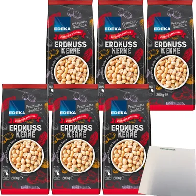 Produktbild von Edeka Erdnusskerne Erdnüsse geröstet und gesalzen 6er Pack (6x200g Packung) + usy Block