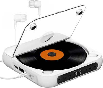 Produktbild von Tragbarer Bluetooth CD-Player, CD-Spieler mit staubdichter Abdeckung, Unterstützt MP3/WMA, Type-C-Aufladung, mit Kopfhörer