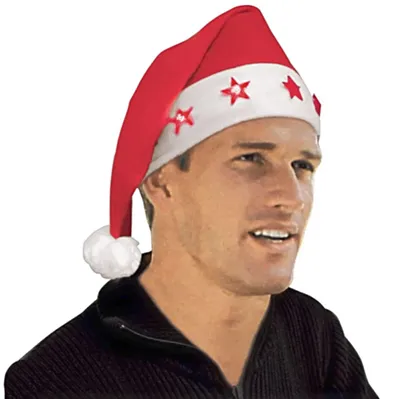 Obrázok produktu pre Čiapka s bambulou Čiapka Santa Clausa Čiapka Mikuláša s nápisom Párty čiapka *LED hviezdy* Na vianočnú oslavu, vianočné trhy, vianočný trh, Santa
