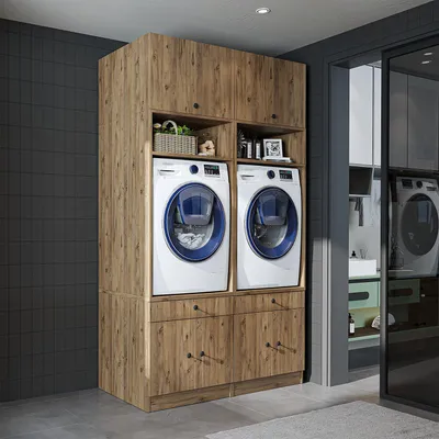 Immagine prodotto di Roomart SERIE 1 Mobile doppio per lavatrice, larghezza 134 cm, rovere