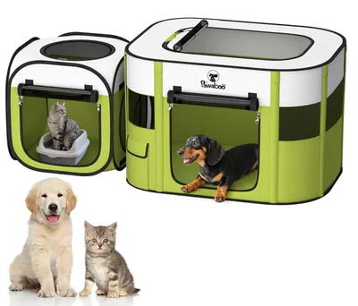 2-in-1 Haustiergehege für Hunde & Katzen, faltbar, mit Tragetasche
