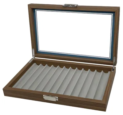 Productafbeelding van Solidchoice - Pennenvitrine van Walnoothout met 12 Vakken