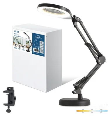 Productafbeelding van LED-bureaulamp AURIQ LOUPE, 10W, 3 kleurtemperaturen, zwart, model LED2B