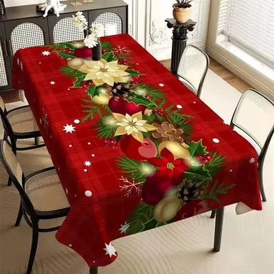 Image de Nappe de Noël, lavable, 210 x 150 cm, pour 6 à 10 personnes, festive