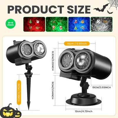 Produktbild von Projektorlampe - Festivalprojektor - Doppelobjektiv - Dynamischer Welleneffekt - Für Halloween - Außenbereich - Kunststoff