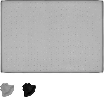 Productafbeelding van Famanu voerbakmat voor honden en katten - Antislip, waterdicht, 47 x 30 cm, grijs met stippen