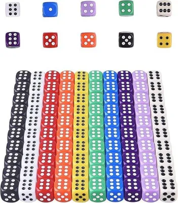 Produktbild von Famanu Set von 100 bunten Würfeln - 6-seitige und polyedrische Würfel - 14 mm