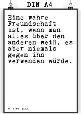 Produktbild von Mr. & Mrs. Panda Bild Eine wahre Freundschaft ist,... DIN A4 - Weiß - Geschenk, Wandbild, Sprüche, Freundinnen, Freundin, Freunde, Clique, Kumpels, Posterdruck, wanddeko