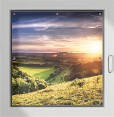 Produktbild von Wallario Lichtschutzbild, Dekorativer Sichtschutz Sonnenschutz 96 x 100 cm mit Motiv: Farbenfroher Sonnenuntergang in England - Verdunklung ohne Bohren
