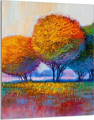Produktbild von Herdabdeckplatte 40x52 Glaskeramikkochfeld Abdeckung Spritzschutz Glasplatte Deko Schneidebrett, Bäume Bunt