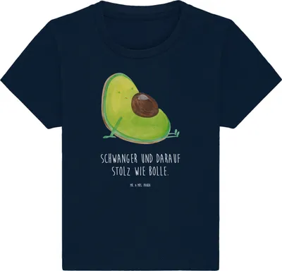 Produktbild von Mr. & Mrs. Panda Babyshirt Avocado Schwangerschaft 6. - 12. Monat - French Navy - Geschenk, Kinder Top, Baby, Kleinkind T-Shirt, Babyparty, Liebe, Kurzarmshirt,