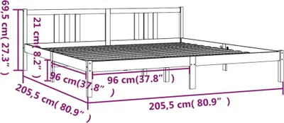 Produktbild von vidaXL Massivholzbett Honigbraun 200x200 cm