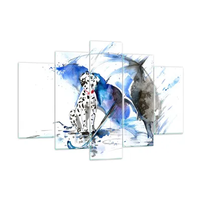 Produktbild von Bilder auf glas - Hund Regenschirm Regen Wetter - 150x100cm - Glasbilder - Wandbilder - Kunstdruck - zum Aufhängen bereit - Wanddekoration aus Glas - Glas Bilder - Wandbild auf Glas - GEA150x100-3044