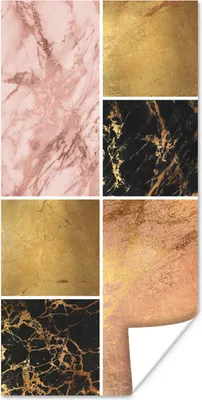Produktbild von MuchoWow® Poster Marmor - Rosa - Gold 20x40 cm - Plakat - Foto
