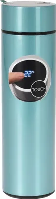 Produktbild von Edelstahl-Thermoskanne mit Thermometer 0,5 l blau
