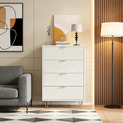 Immagine prodotto di Comodino con 4 cassetti, bianco, 60 x 34 x 91 cm