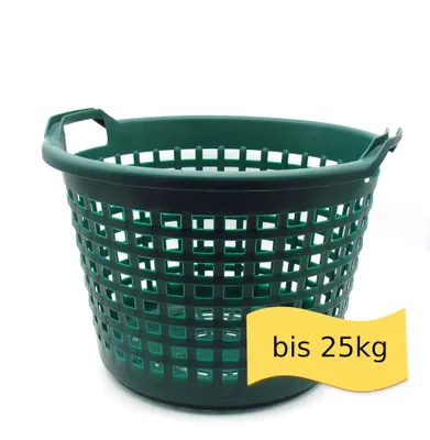 Produktbild von Erntekorb aus Kunststoff – stapelbarer Obst- & Gemüsekorb, Kartoffelkorb mit Griffen, 2 Größen (25kg / 50kg) - 1 x Klein bis 25kg