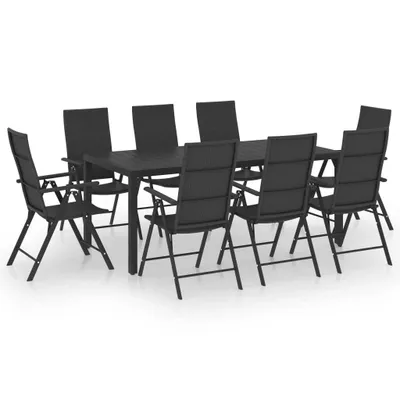 Produktbild von vidaXL 9-tlg. Garten-Essgruppe Schwarz