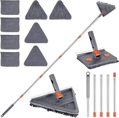 Obrázok produktu pre Mop na steny s prostriedkom na čistenie okien a podláh, dĺžka 200 cm, 8 opakovane použiteľných utierok