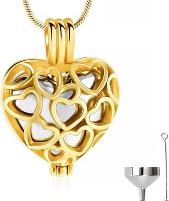 Produktbild von Luxe Ashanger mit 55 cm Kette für Asche, Haare oder Parfum - Gedenkschmuck mit Astrechter und Aufbewahrungstasche