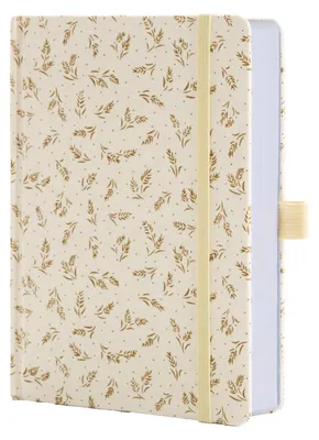 Productafbeelding van Gelijnd notitieboek A5, collegeblok, 316 pagina's, 100g/m², met bloemenprint, beige