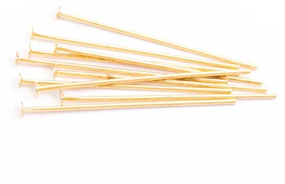 Produktbild von Vintageparts Nietstifte Messing 18k Gold, 30 mm, 10 Stück