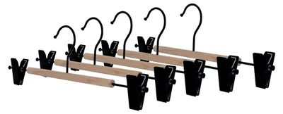Produktbild von 10 x Hosenspanner Hosenbügel Clipbüge Rockbügel Kleiderbügel Metall Holz 32 cm