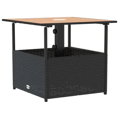 Image de Table de jardin avec trou de parasol noir résine tressée