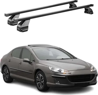 Produktbild von Menabo Stahl Gepäckträger Dachträger für Peugeot 407 2004-2011 Schwarz 2x