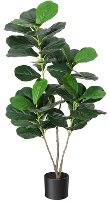Zdjęcie produktu dla Sztuczny Fikus Liraste (Ficus Lyrata) 120 cm – Realistyczna Roślina Doniczkowa do Domu, Biura i na Taras, Bez Pielęgnacji