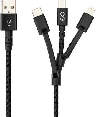 Immagine prodotto di Cavo intrecciato Epico 3in1 (USB-C, MicroUSB e Lightning a USB-A) - Nero