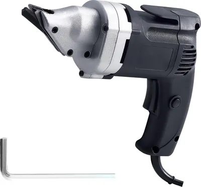 Image de SucceBuy Cisaille à tôle électrique, 4,0 A filaire avec tête pivotante à 360°, vitesse réglable, coupe précise et continue pour acier galvanisé de 1,22 mm et acier inoxydable de 1 mm