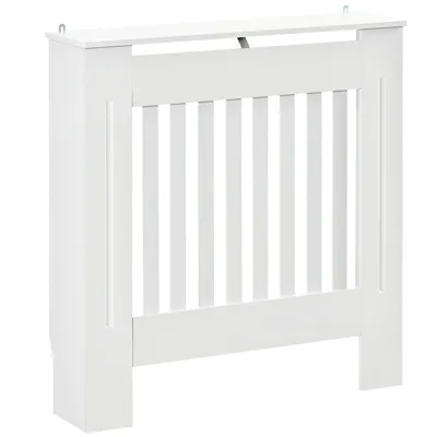 Image de HOMCOM Cache-radiateur couverture radiateur grille d'aération verticale à lattes 78L x 19l x 81H cm en bois Blanc