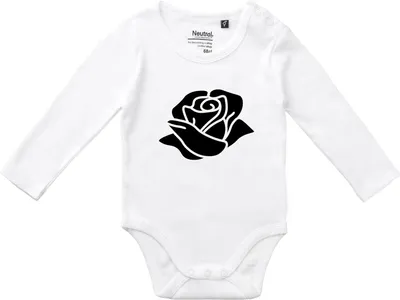 Produktbild von Huuraa Baby Body Rose Blüte 80 White  Baumwolle Fairtrade Langarmbody Geschenkidee