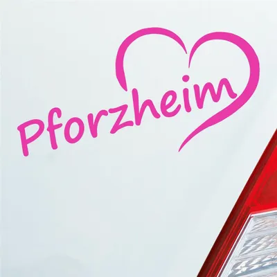 Produktbild von Auto Aufkleber Pfortzheim Herz Stadt City Love Liebe Heimat 16x8 cm Pink Sticker Heckscheibenaufkleber